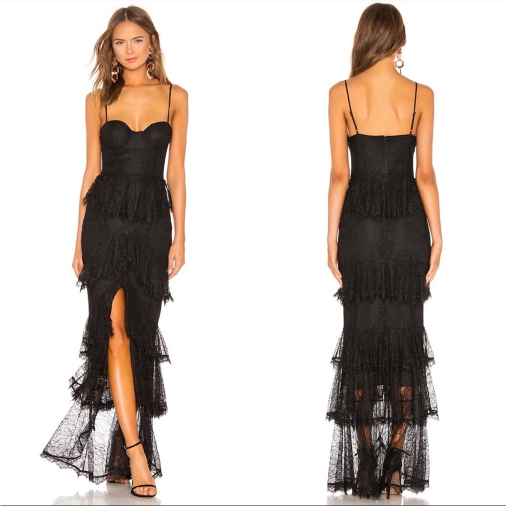 Majorelle Zelda Fitz Gown in Black Lace